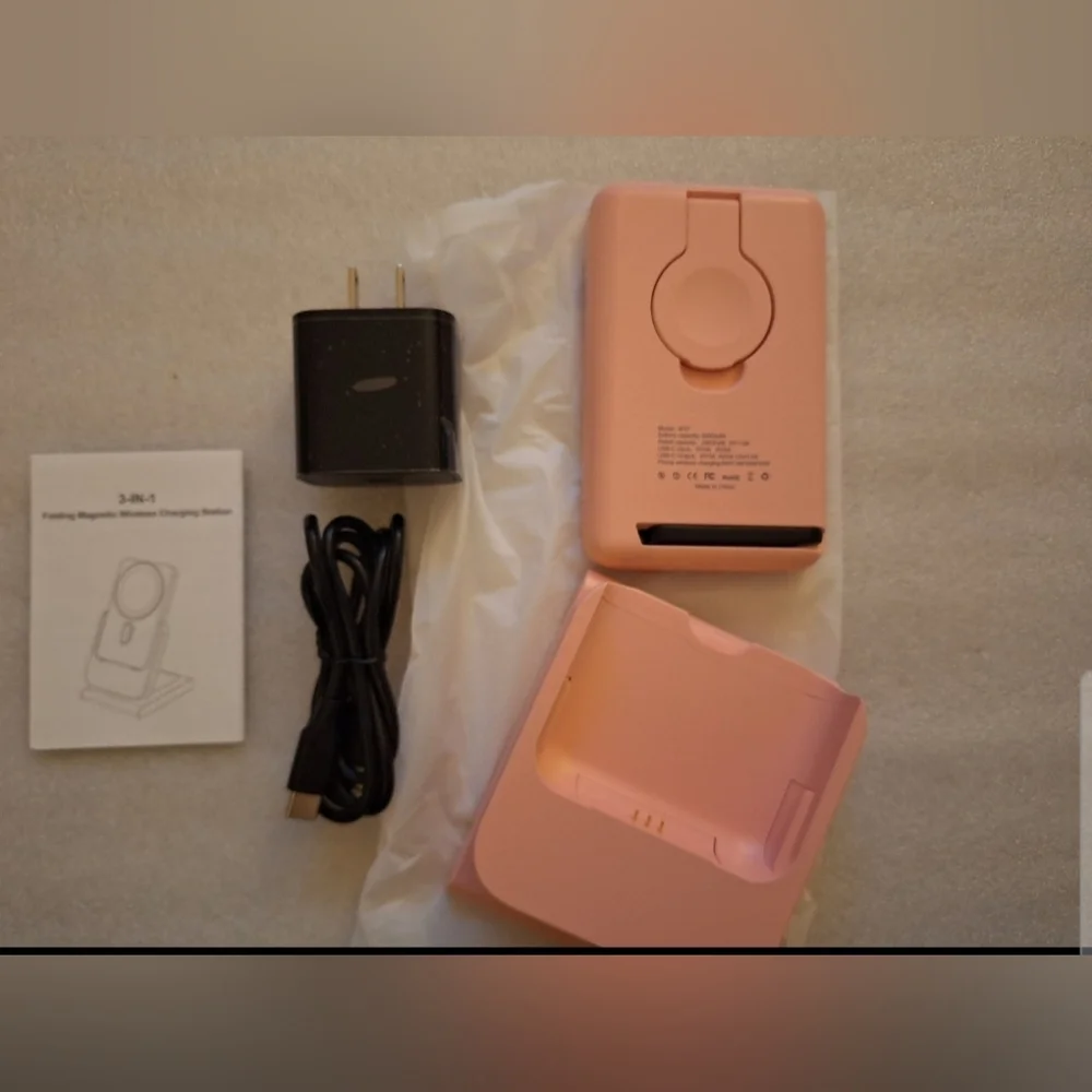 3 in 1 Wireless Charging Station,5000mAh Fast Foldable/Portable Charger/ iPhone
